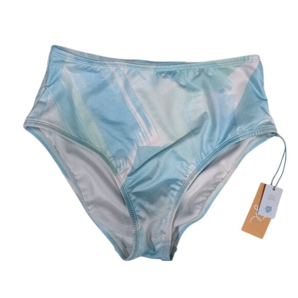 Kona Sol Women's High Waist Medium Coverage Swimsuit Bottom Blue Size M - Picture 2 of 4